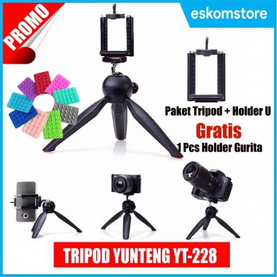 Tripod Mini Yunteng YT-228 Gratis Holder U Tripod HP Tripod Camera Tripod Kamera Eskomstore
